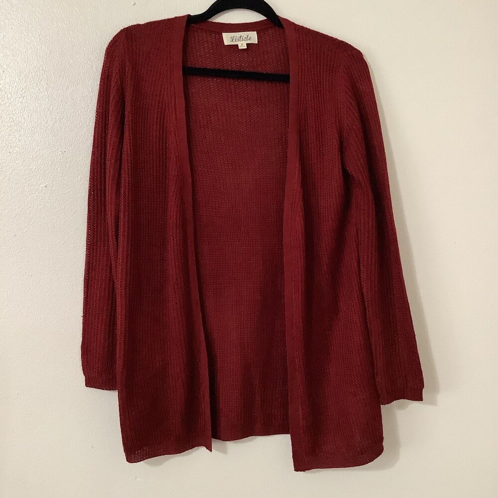 Listicle Red Knitted Autumn Winter Casual Open Knit Cardigan S Closet‎ Staple